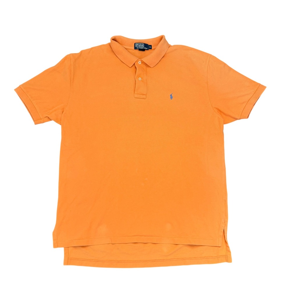 Polo Ralph Lauren Mens XL Orange Short Sleeve Pique Polo Shirt Blue Pony Logo